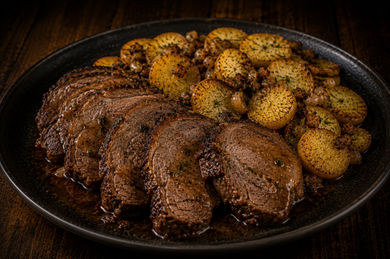 Lammfleisch aus dem Backofen – Balkan-Spezialität vom Holzkohlegrill im Balkan Grill Pešter in Mainz
